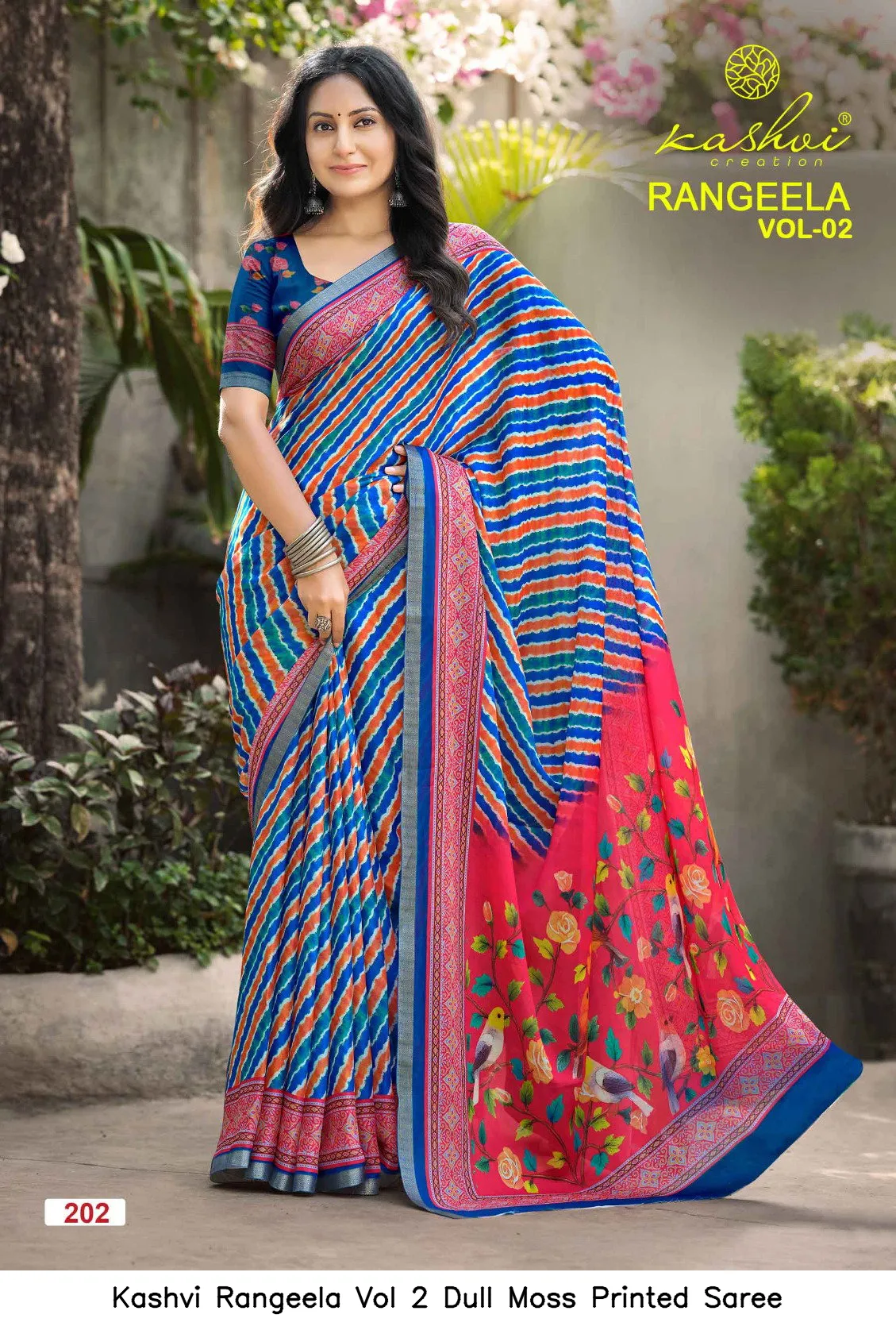 Kashvi Rangeela Vol 2 Dull Moss Printed Saree - Image 3