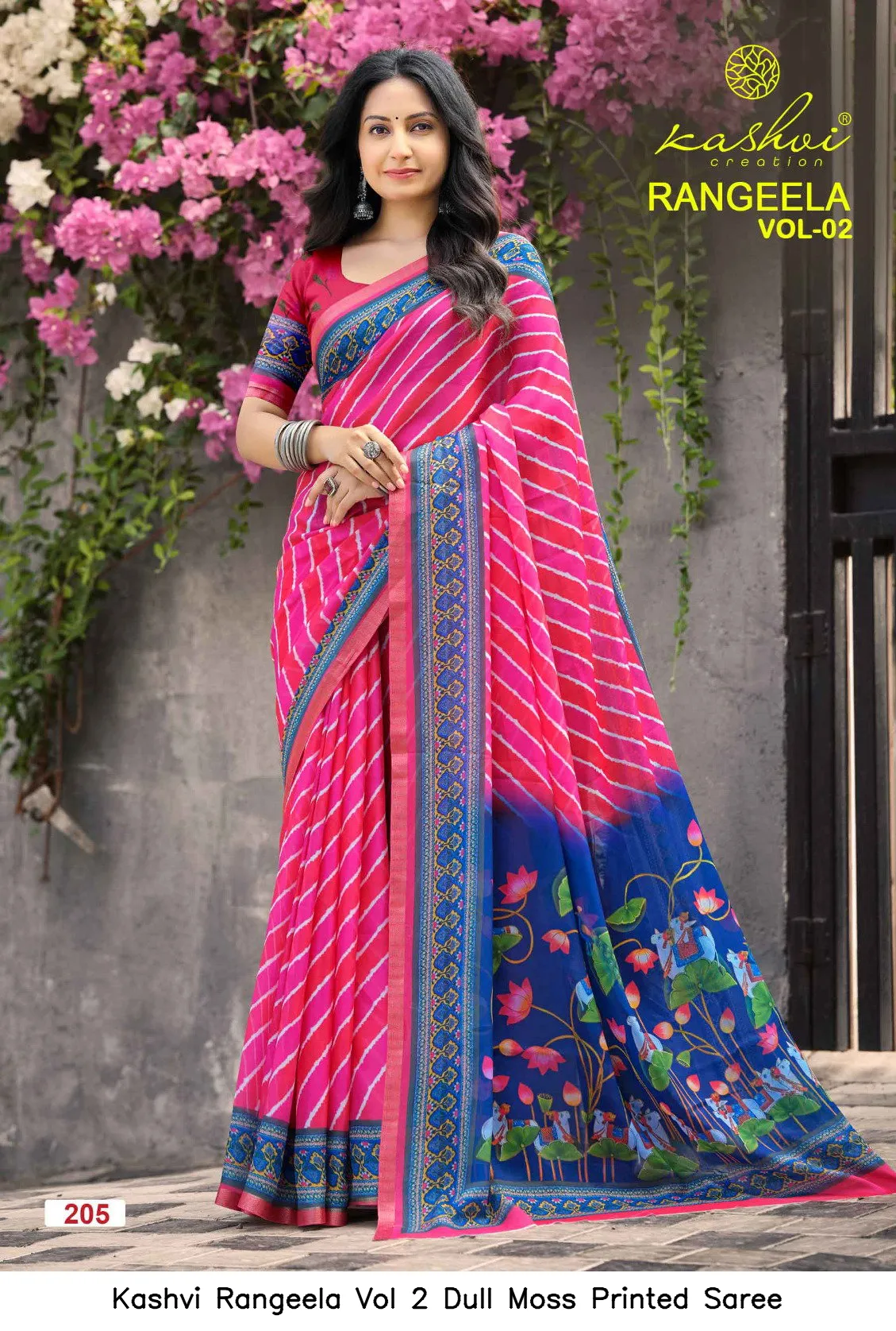 Kashvi Rangeela Vol 2 Dull Moss Printed Saree - Image 9