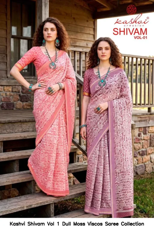 Kashvi Shivam Vol 1 Dull Moss Viscos Saree Collection
