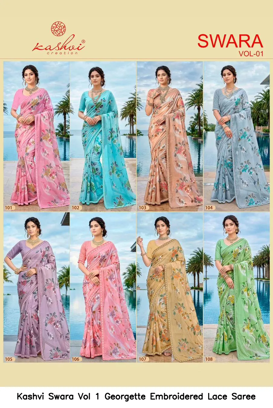 Kashvi Swara Vol 1 Georgette Embroidered Lace Saree - Image 2