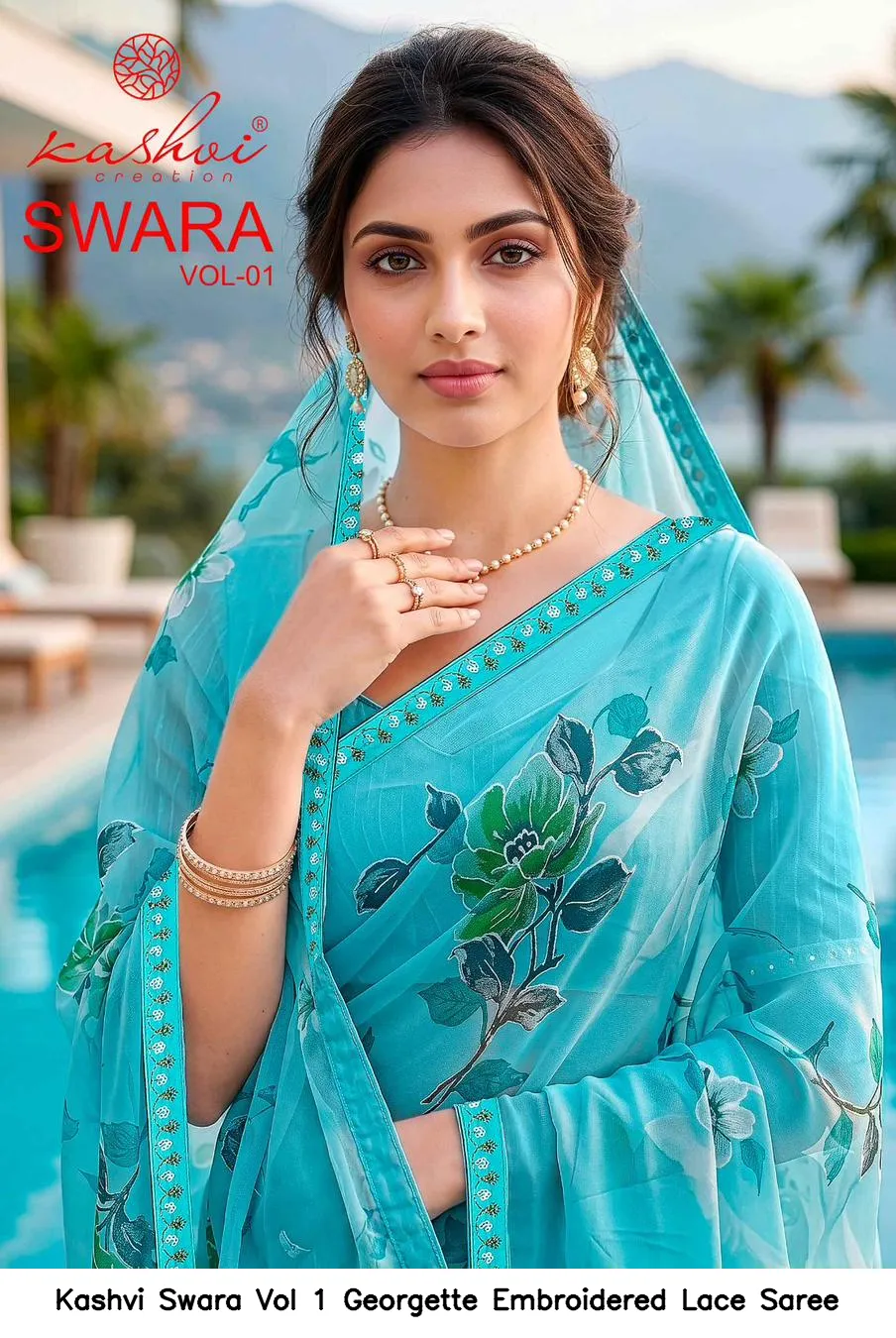 Kashvi Swara Vol 1 Georgette Embroidered Lace Saree - Image 4