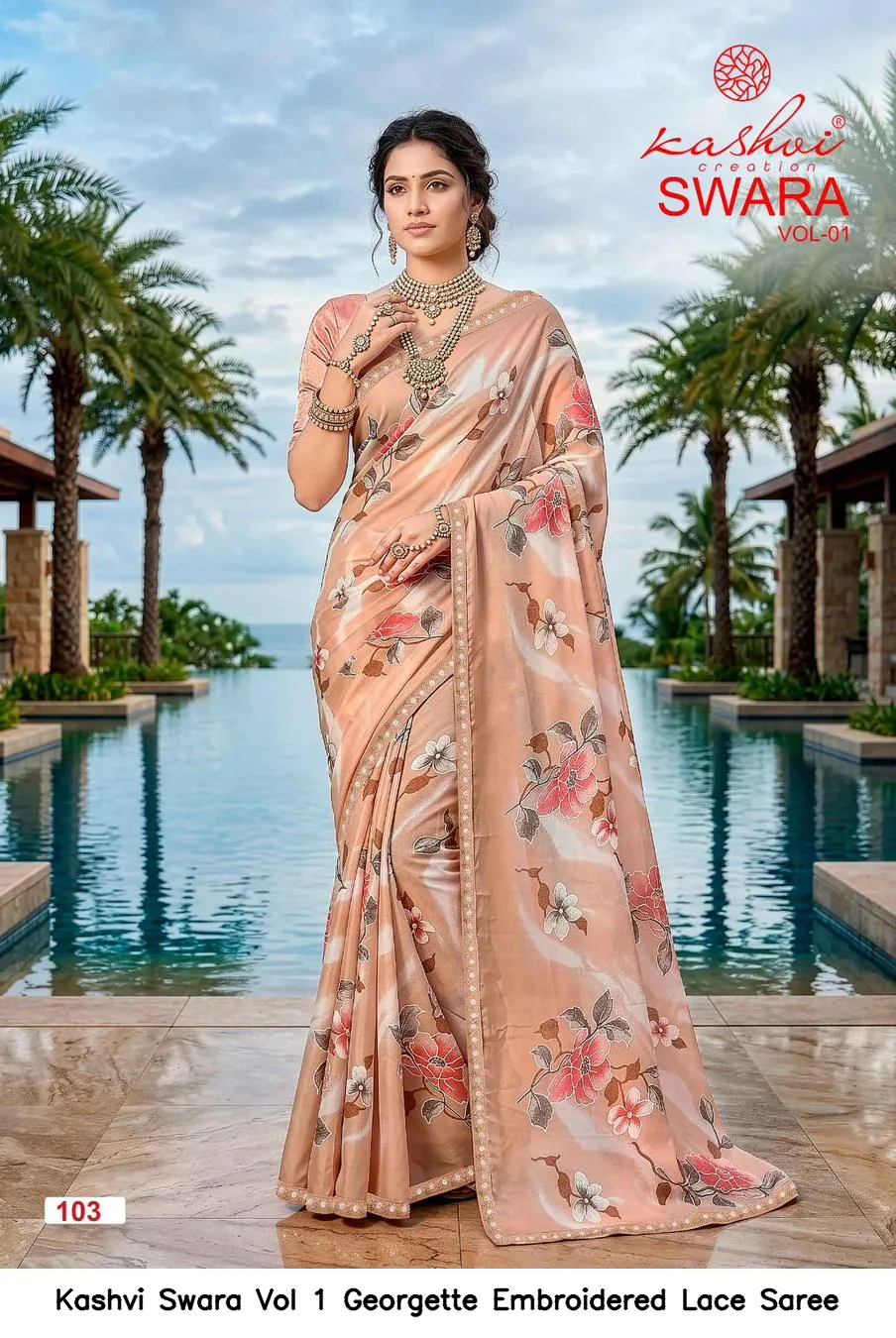 Kashvi Swara Vol 1 Georgette Embroidered Lace Saree - Image 5