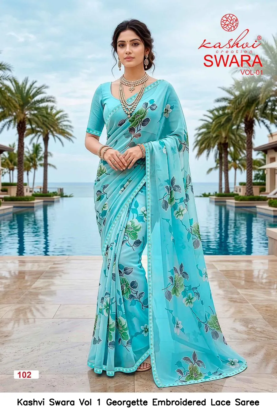 Kashvi Swara Vol 1 Georgette Embroidered Lace Saree - Image 6