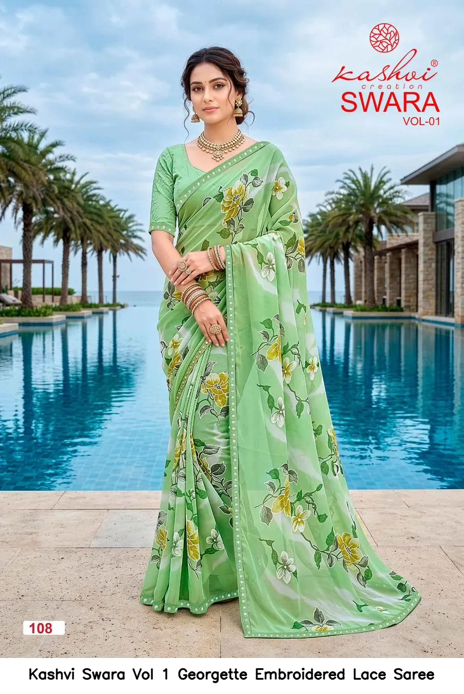 Kashvi Swara Vol 1 Georgette Embroidered Lace Saree - Image 7