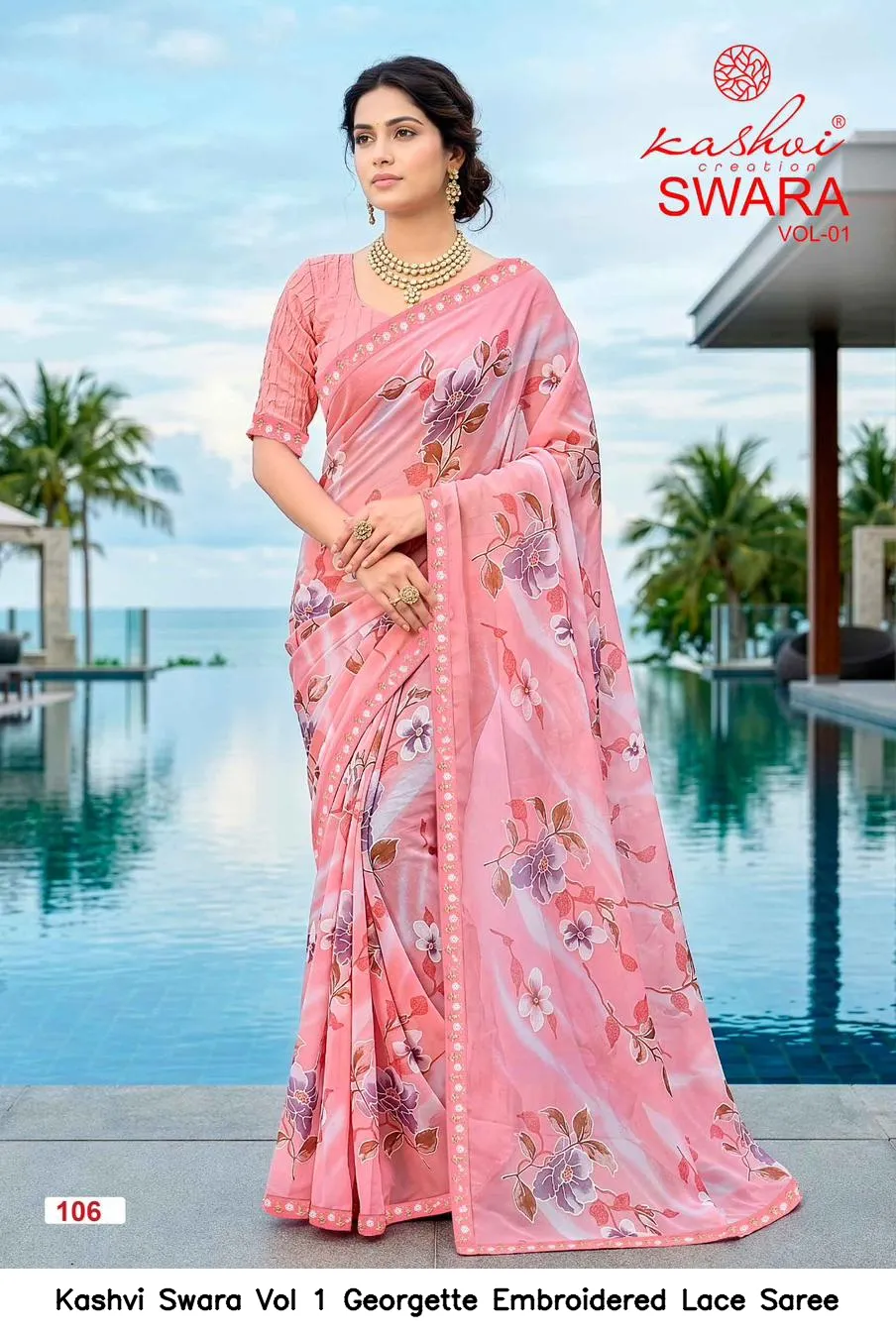 Kashvi Swara Vol 1 Georgette Embroidered Lace Saree - Image 8