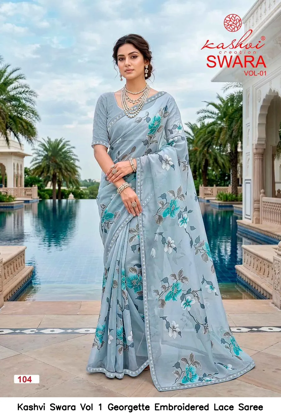 Kashvi Swara Vol 1 Georgette Embroidered Lace Saree - Image 9