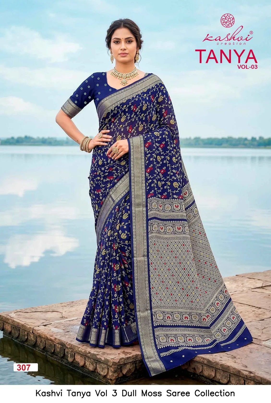 Kashvi Tanya Vol 3 Dull Moss Saree Collection - Image 2