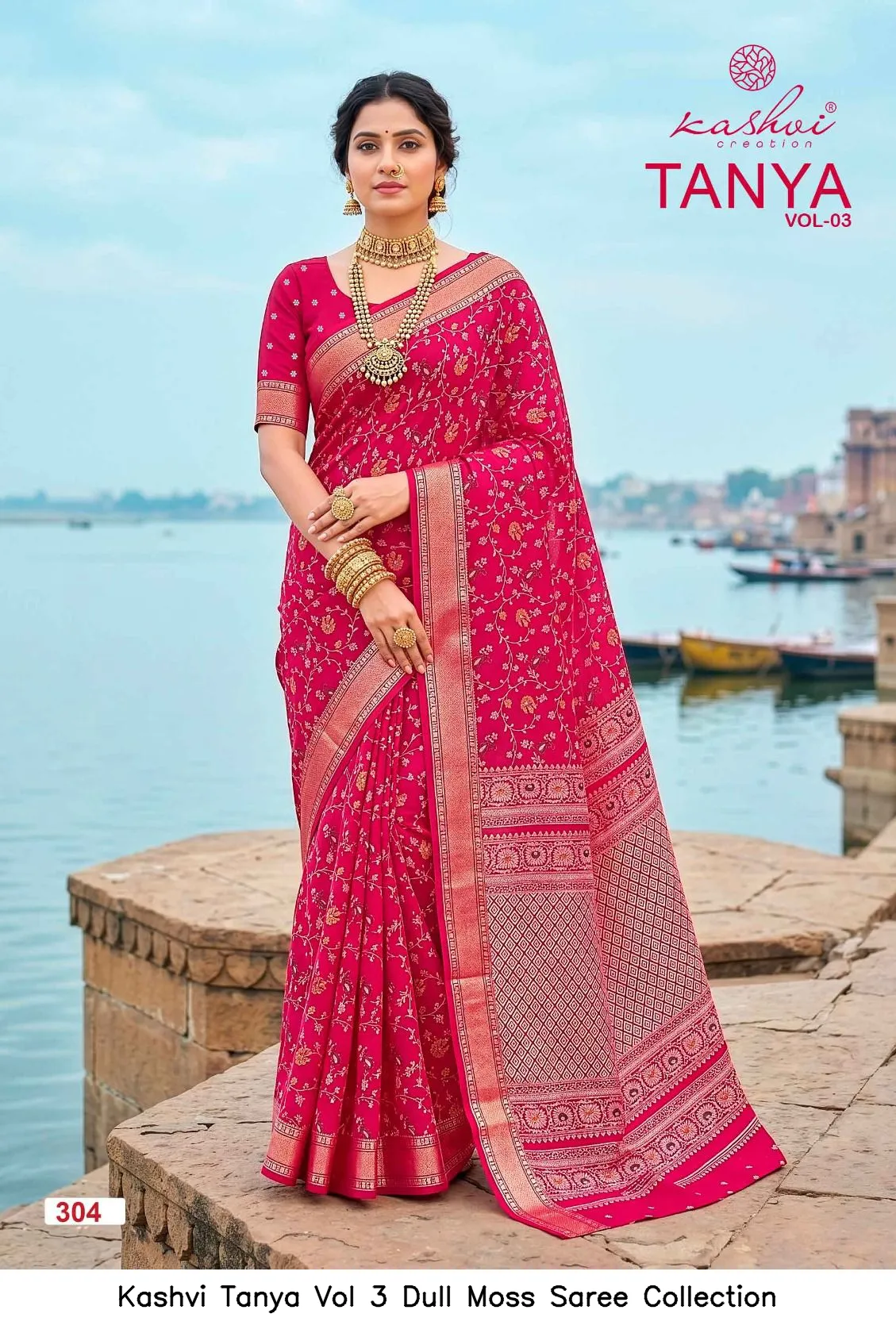 Kashvi Tanya Vol 3 Dull Moss Saree Collection - Image 6