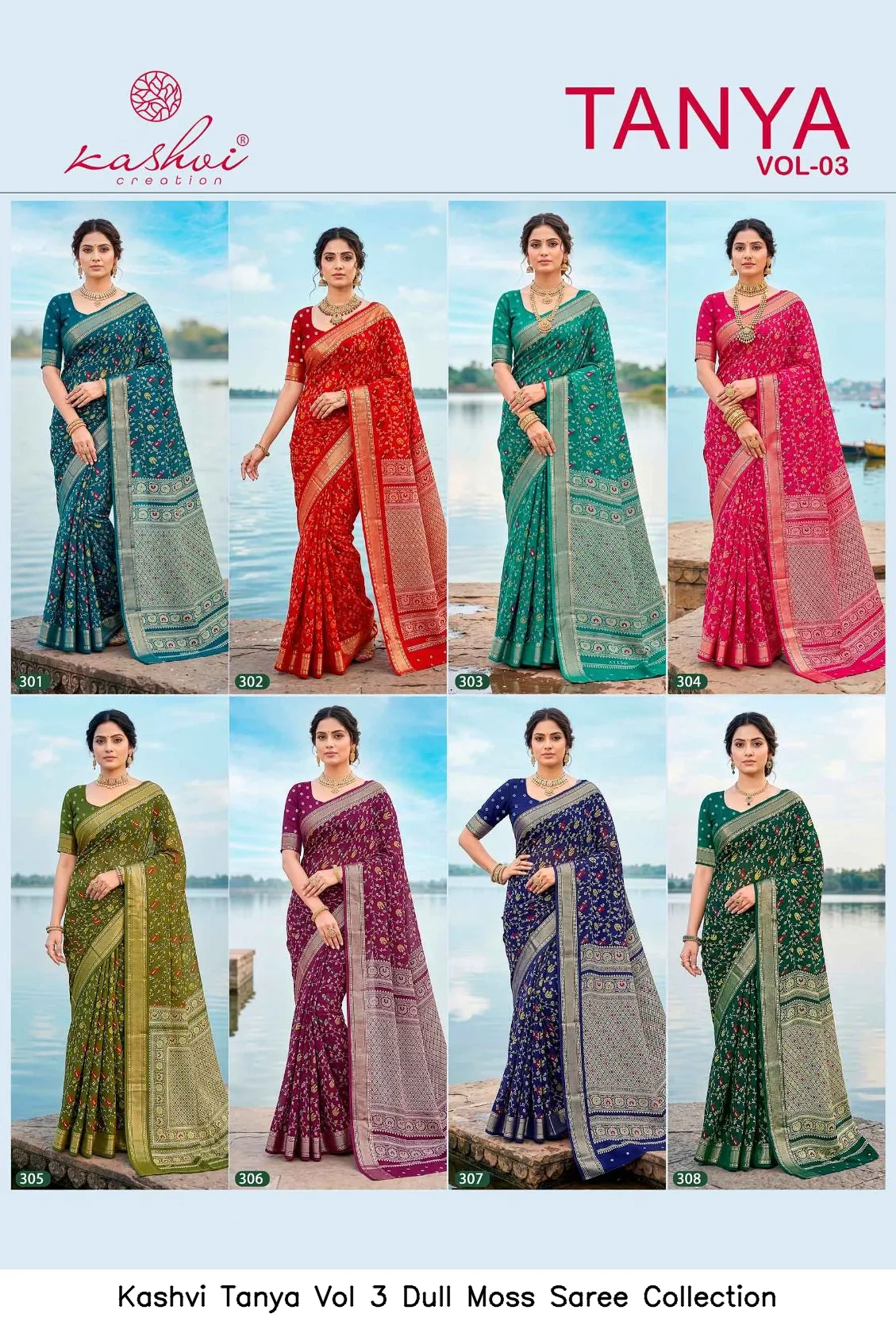 Kashvi Tanya Vol 3 Dull Moss Saree Collection - Image 7