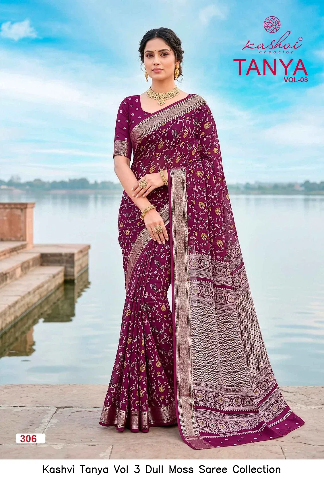 Kashvi Tanya Vol 3 Dull Moss Saree Collection - Image 8