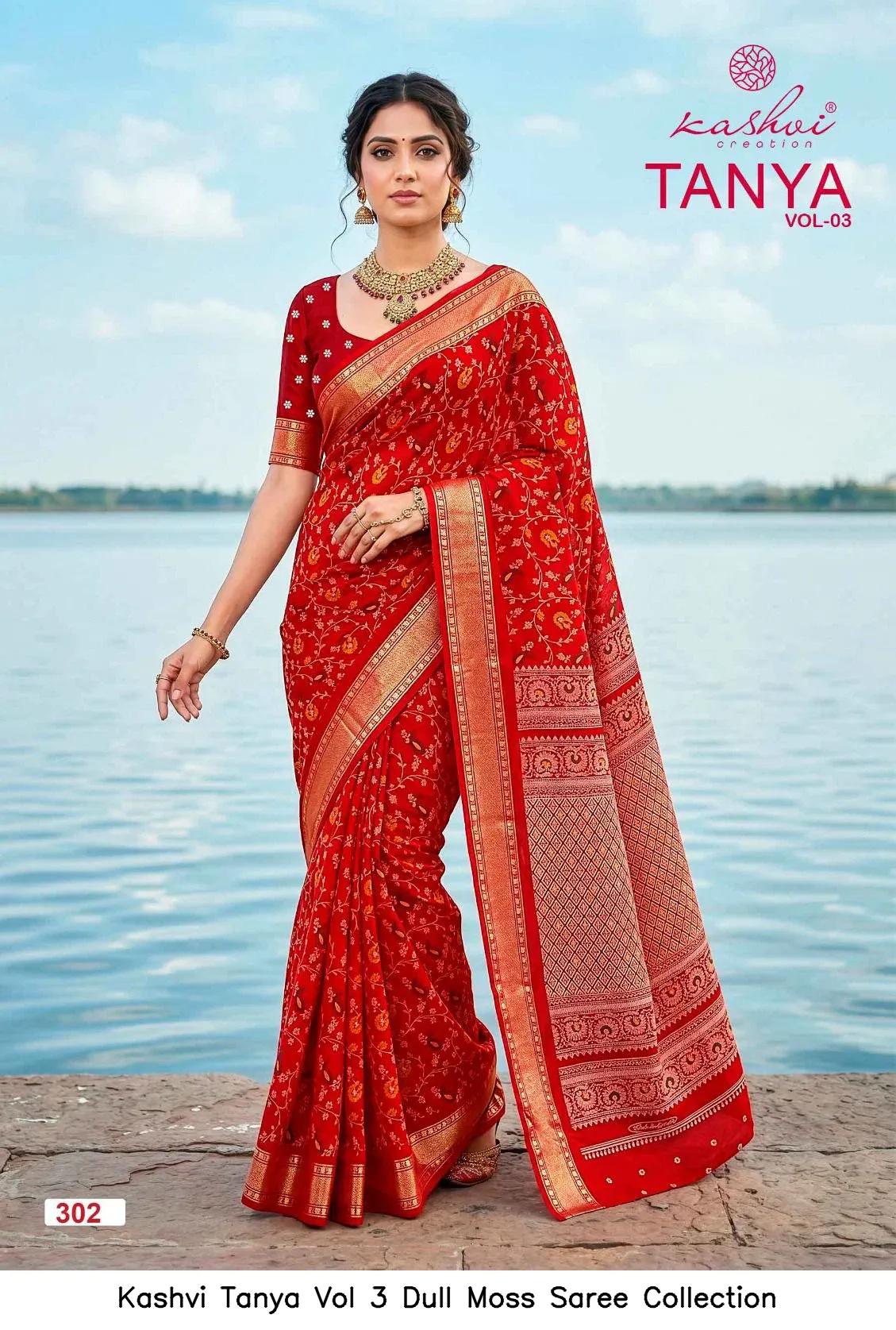 Kashvi Tanya Vol 3 Dull Moss Saree Collection - Image 9