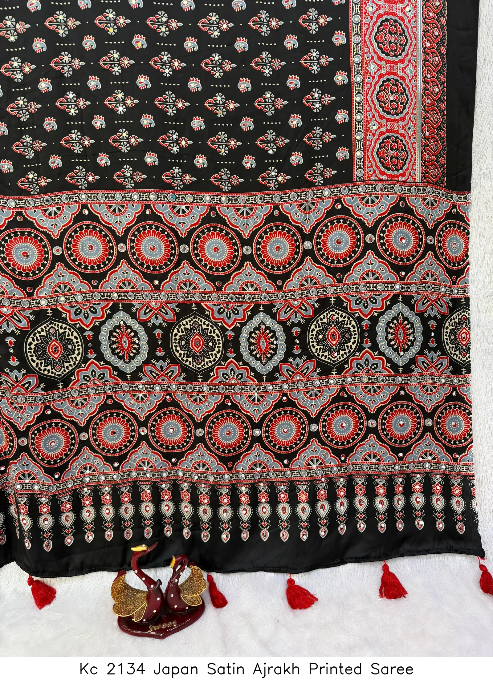 Kc 2134 Japan Satin Ajrakh Printed Saree - Image 4