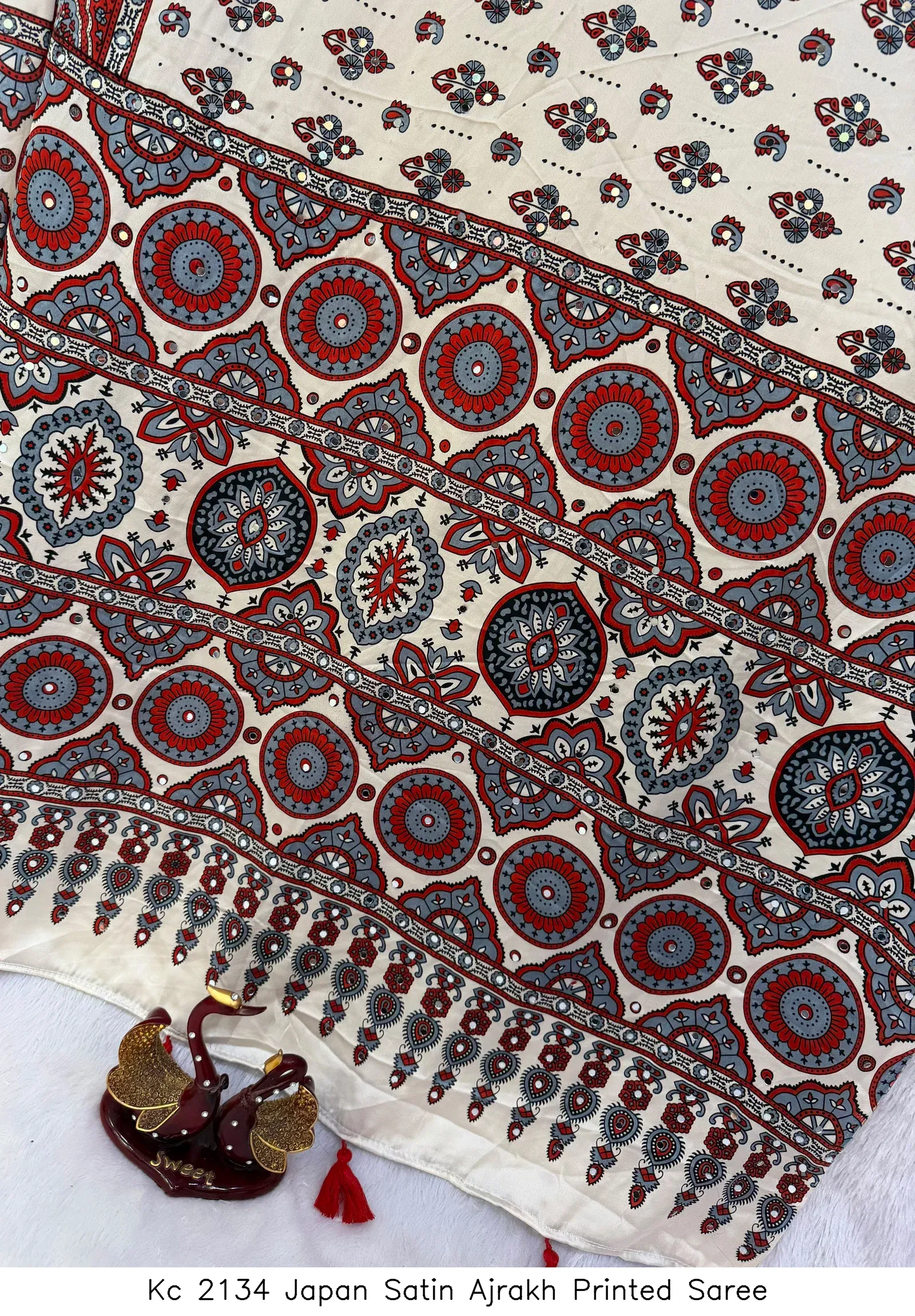 Kc 2134 Japan Satin Ajrakh Printed Saree - Image 7