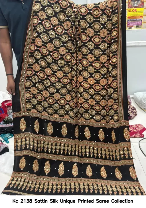 Kc 2138 Sattin Silk Unique Printed Saree Collection