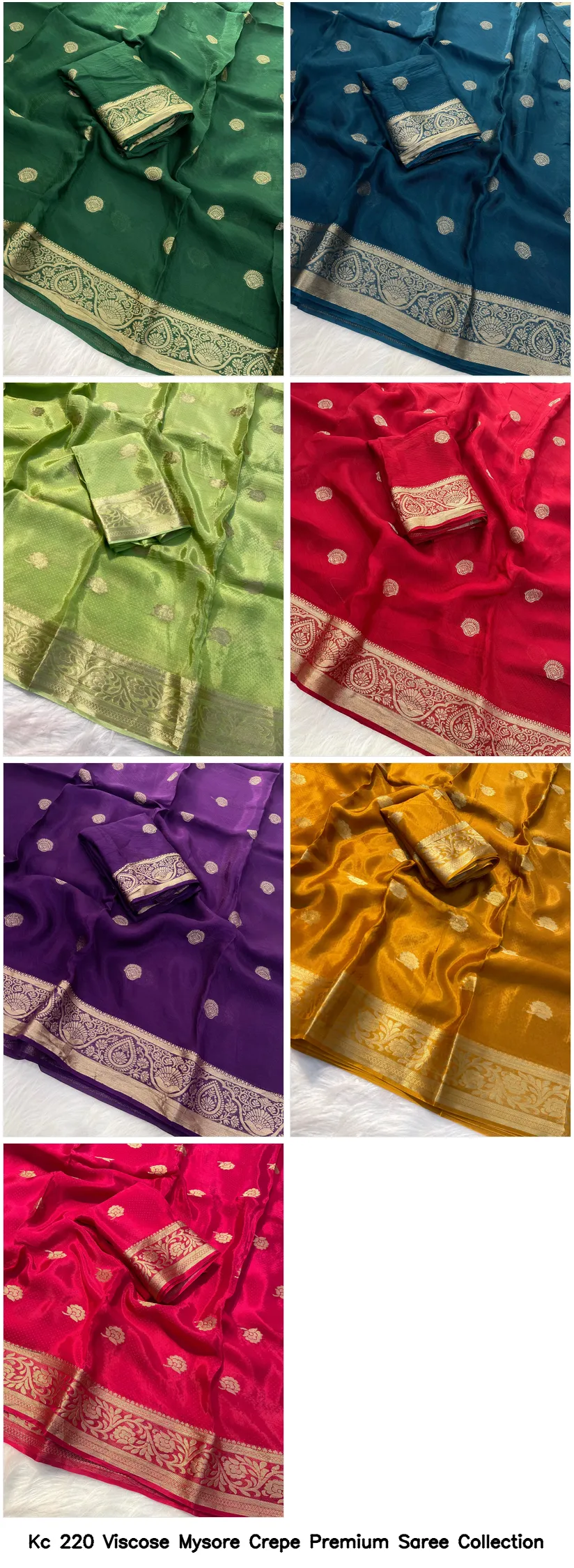 Kc 220 Viscose Mysore Crepe Premium Saree Collection - Image 9
