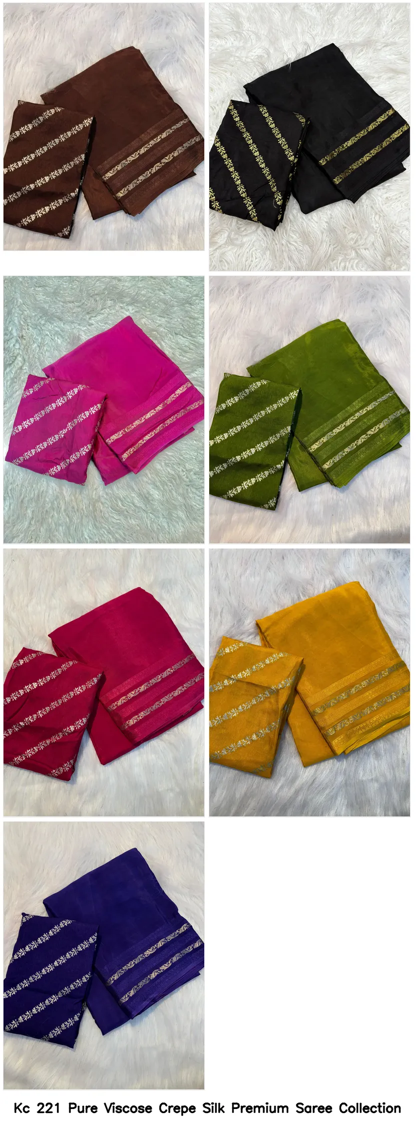 Kc 221 Pure Viscose Crepe Silk Premium Saree Collection - Image 9