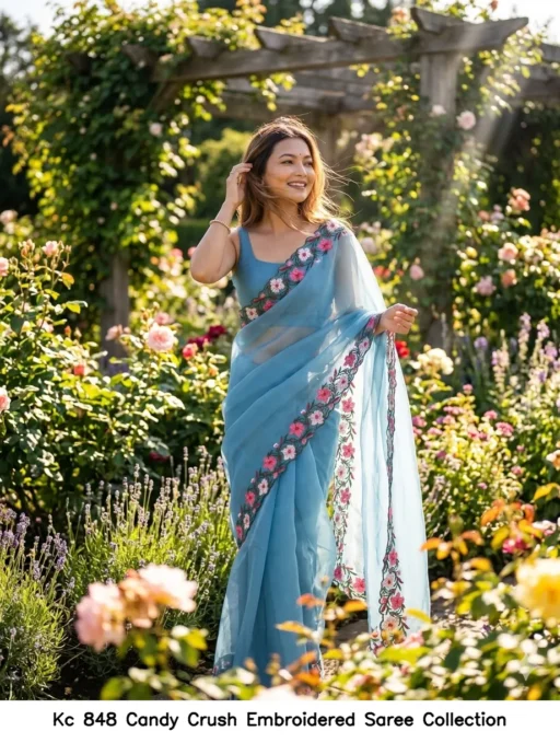 Kc 848 Candy Crush Embroidered Saree Collection