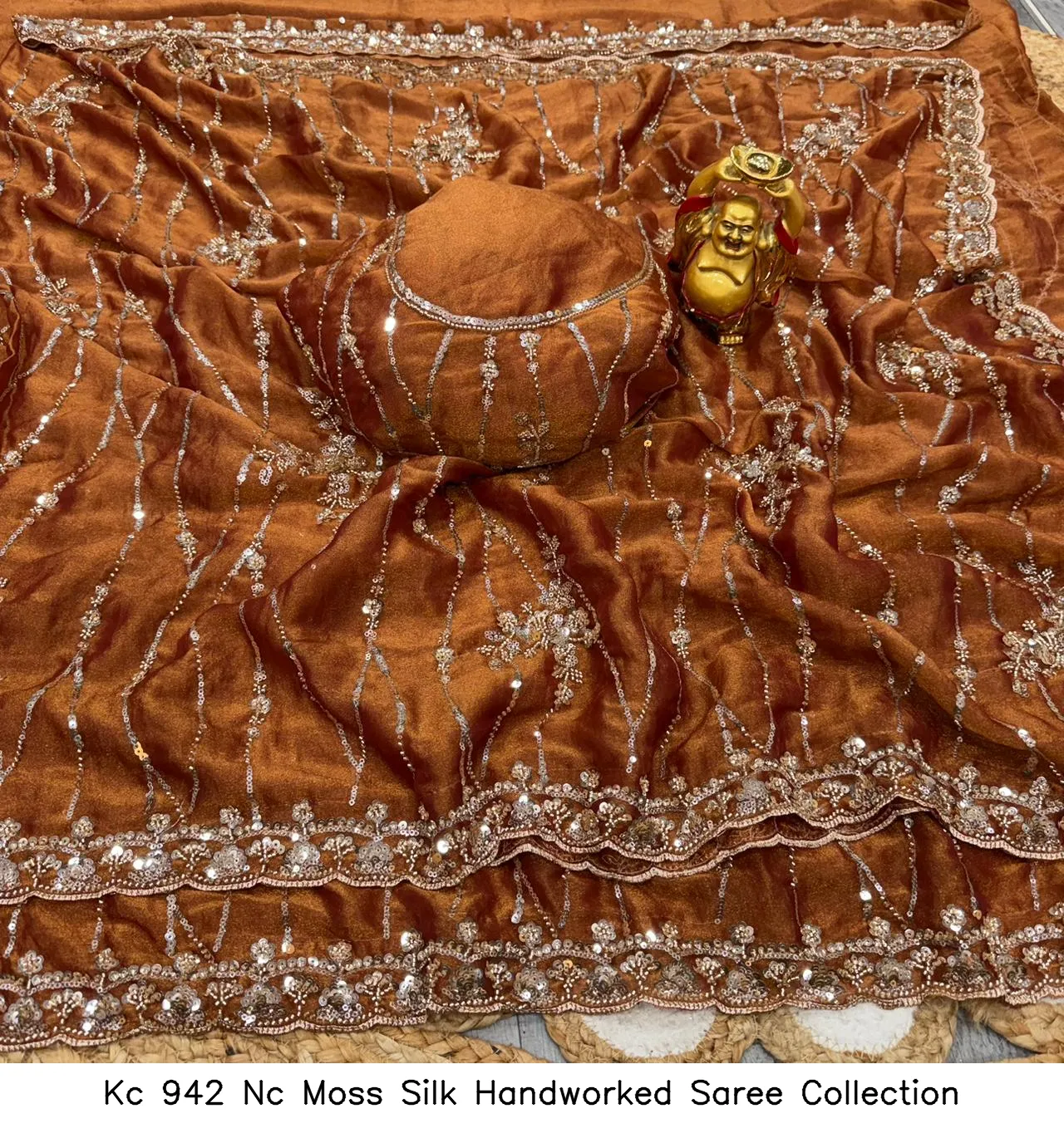 Kc 942 Nc Moss Silk Handworked Saree Collection - Image 2
