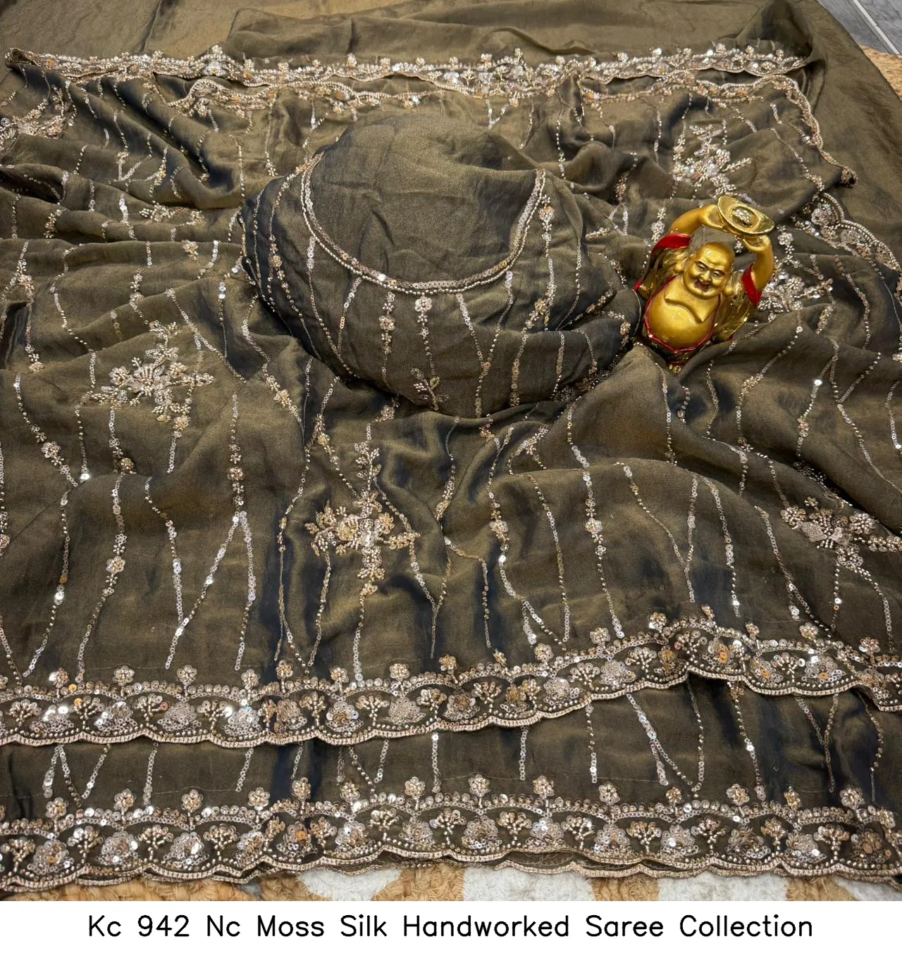 Kc 942 Nc Moss Silk Handworked Saree Collection - Image 8