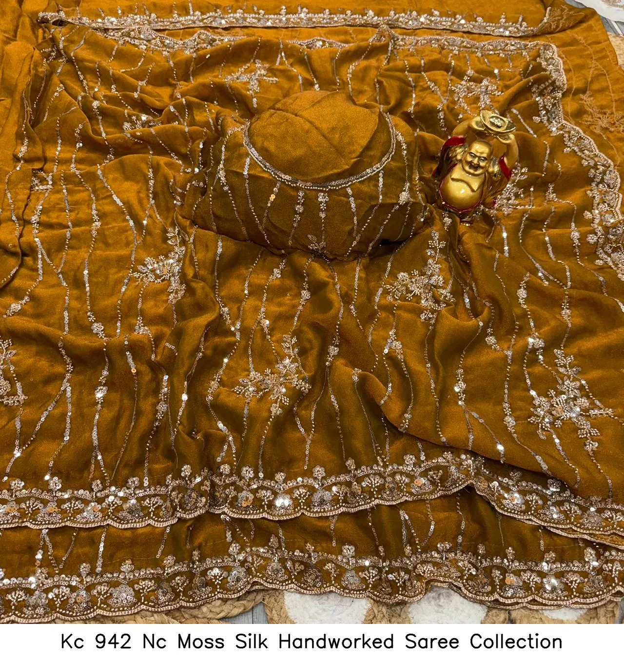 Kc 942 Nc Moss Silk Handworked Saree Collection - Image 9