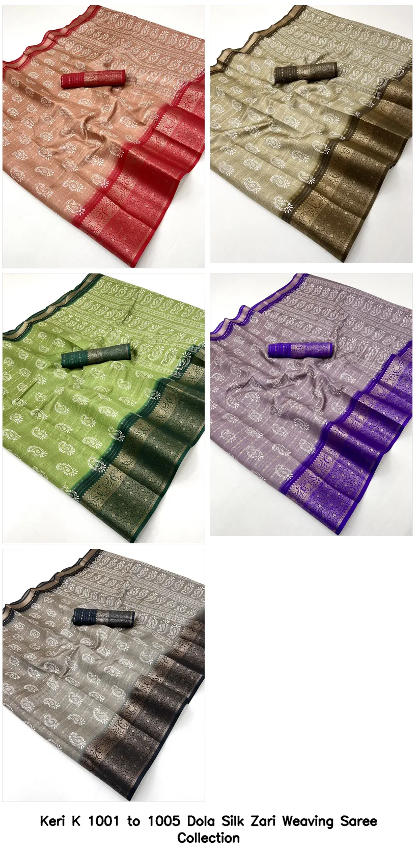 Keri K 1001 to 1005 Dola Silk Zari Weaving Saree Collection - Image 6