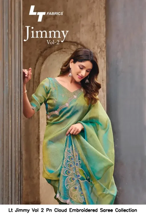 Lt Jimmy Vol 2 Pn Cloud Embroidered Saree Collection