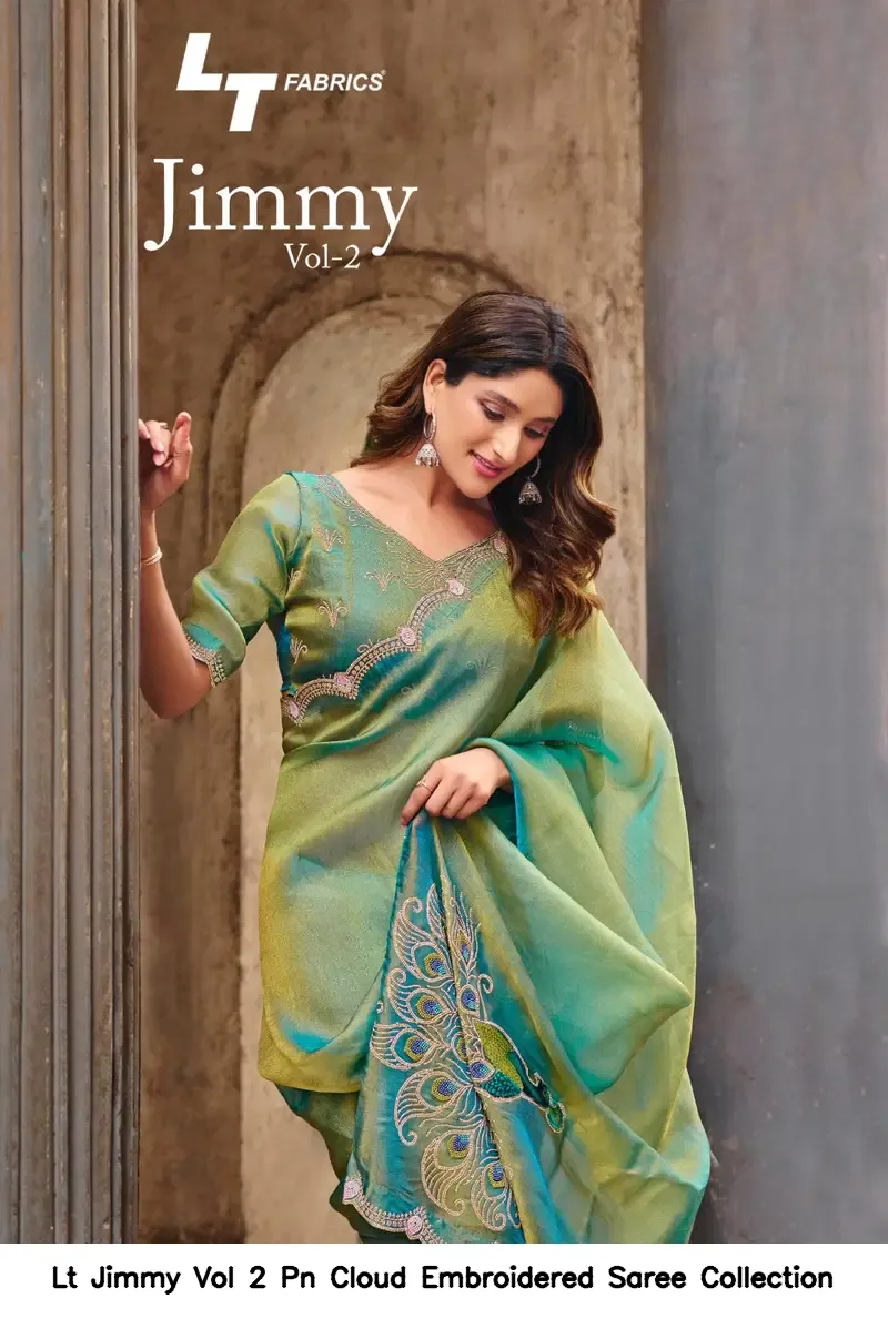 Lt Jimmy Vol 2 Pn Cloud Embroidered Saree Collection