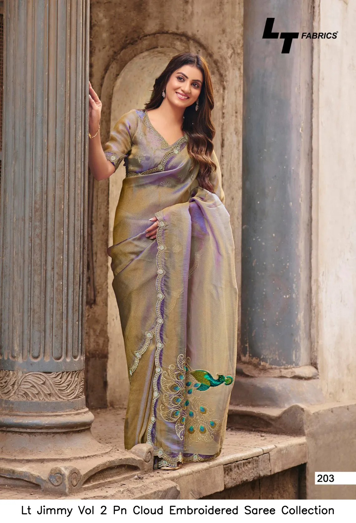 Lt Jimmy Vol 2 Pn Cloud Embroidered Saree Collection - Image 2