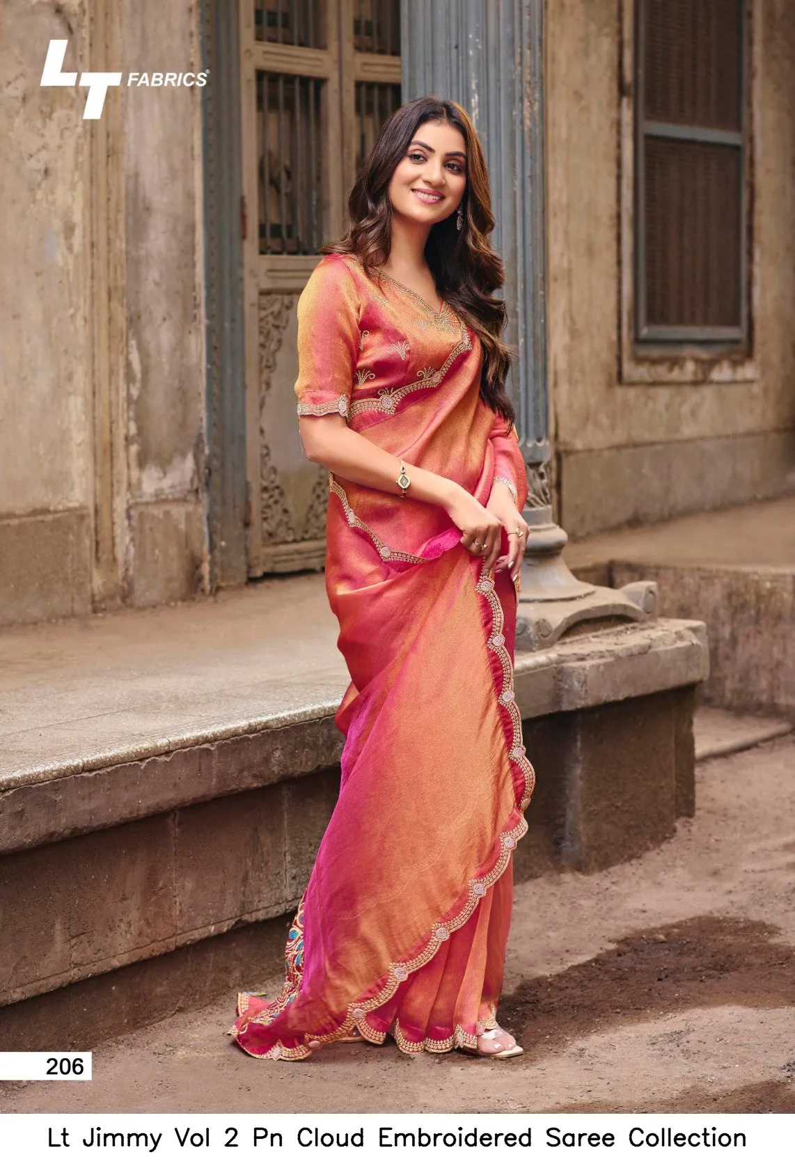 Lt Jimmy Vol 2 Pn Cloud Embroidered Saree Collection - Image 4
