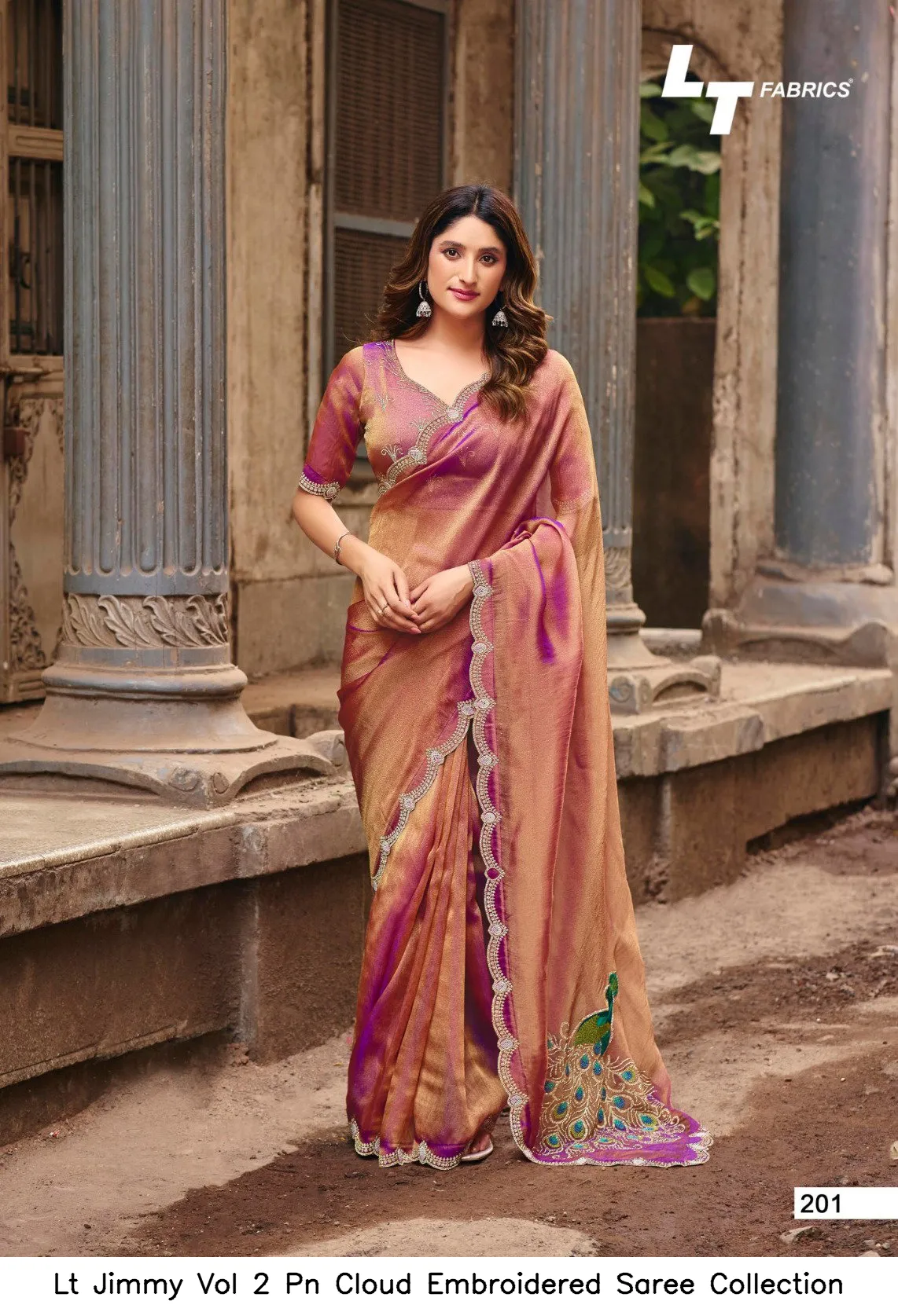 Lt Jimmy Vol 2 Pn Cloud Embroidered Saree Collection - Image 5