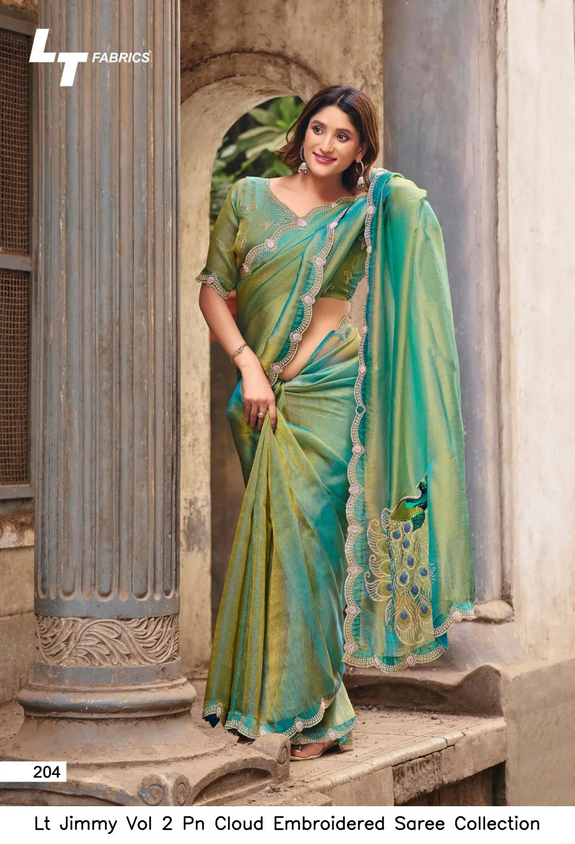 Lt Jimmy Vol 2 Pn Cloud Embroidered Saree Collection - Image 6