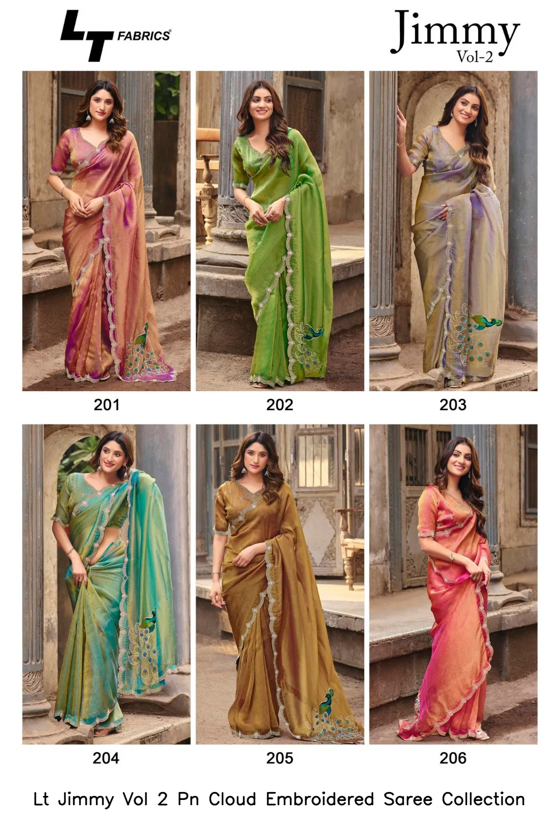 Lt Jimmy Vol 2 Pn Cloud Embroidered Saree Collection - Image 8