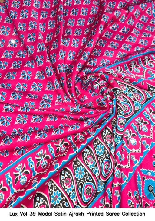 Lux Vol 39 Modal Satin Ajrakh Printed Saree Collection