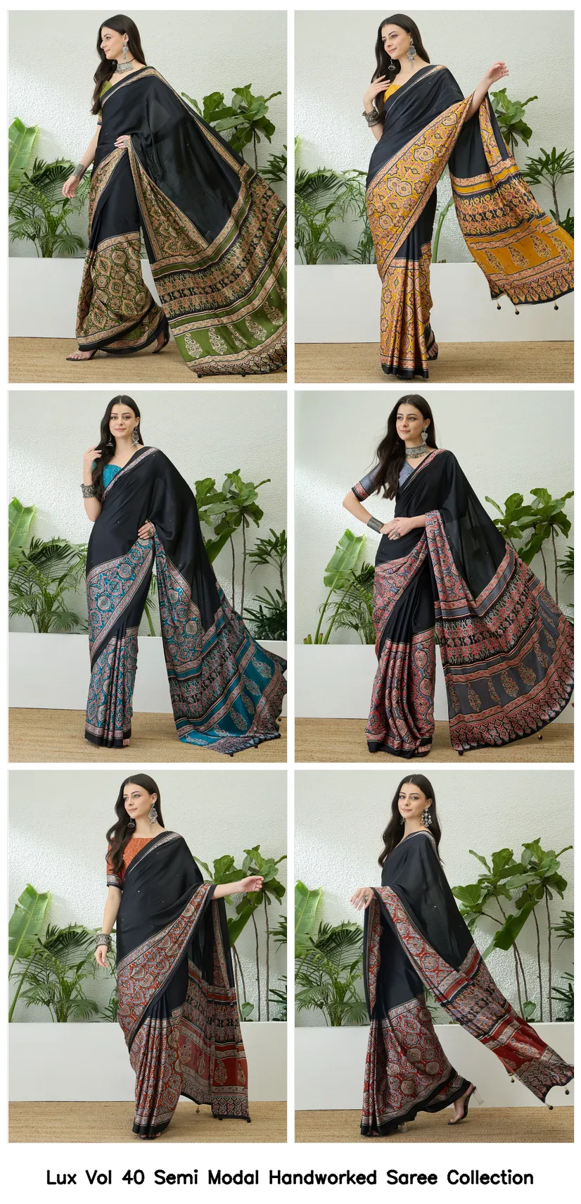 Lux Vol 40 Semi Modal Handworked Saree Collection - Image 6