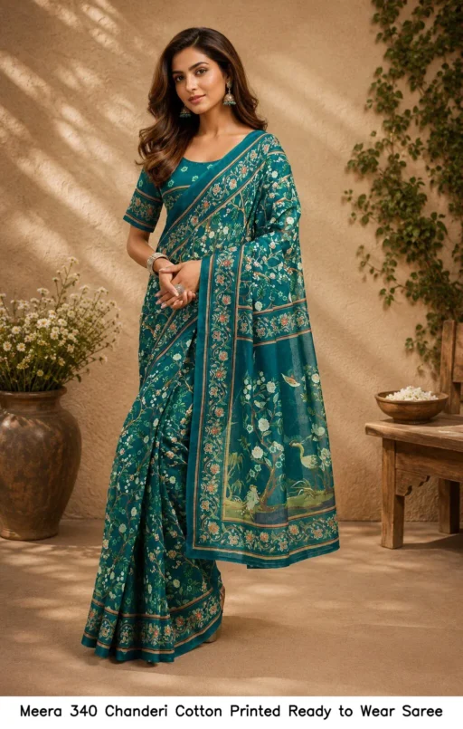 Meera 340 Chanderi Cotton Printed Ready to Wear Saree