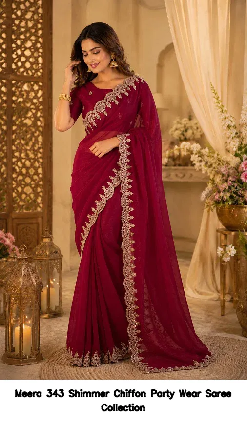 Meera 343 Shimmer Chiffon Party Wear Saree Collection - Image 3