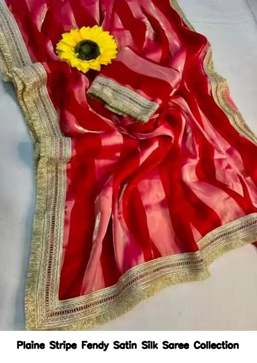 Plaine Stripe Fendy Satin Silk Saree Collection