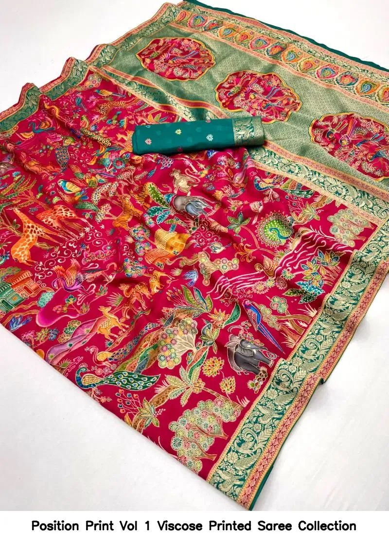 Position Print Vol 1 Viscose Printed Saree Collection