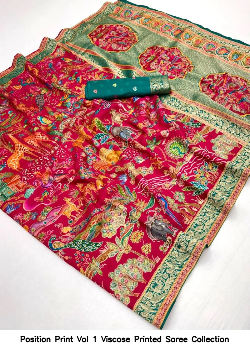 Position Print Vol 1 Viscose Printed Saree Collection - Image 2