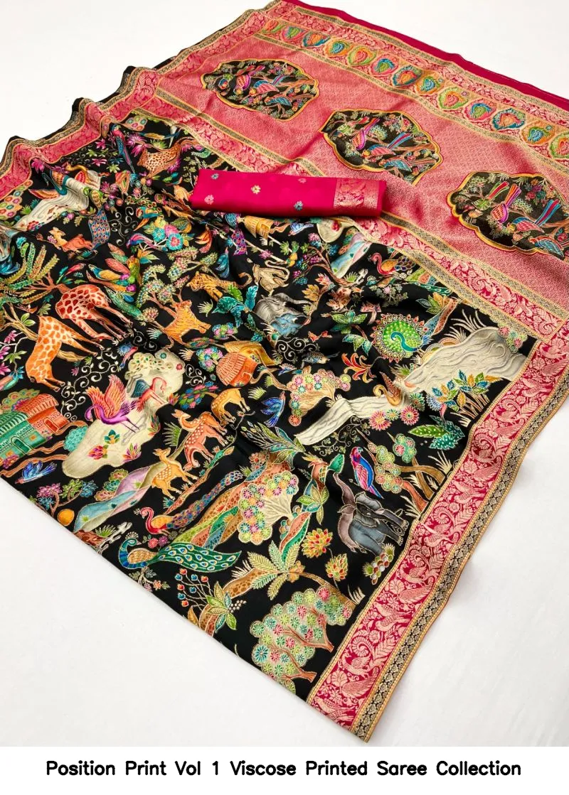 Position Print Vol 1 Viscose Printed Saree Collection - Image 4