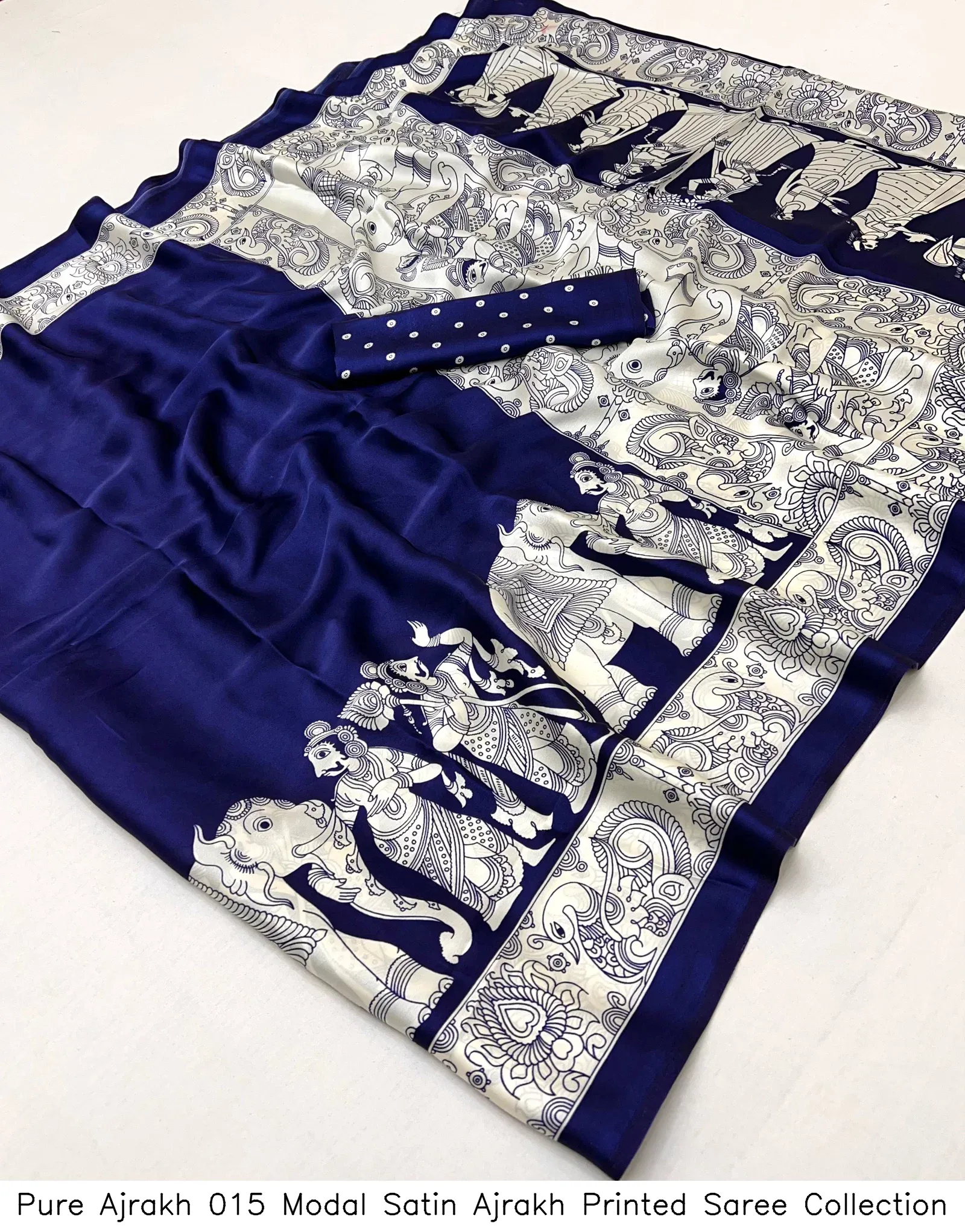 Pure Ajrakh 015 Modal Satin Ajrakh Printed Saree Collection - Image 14