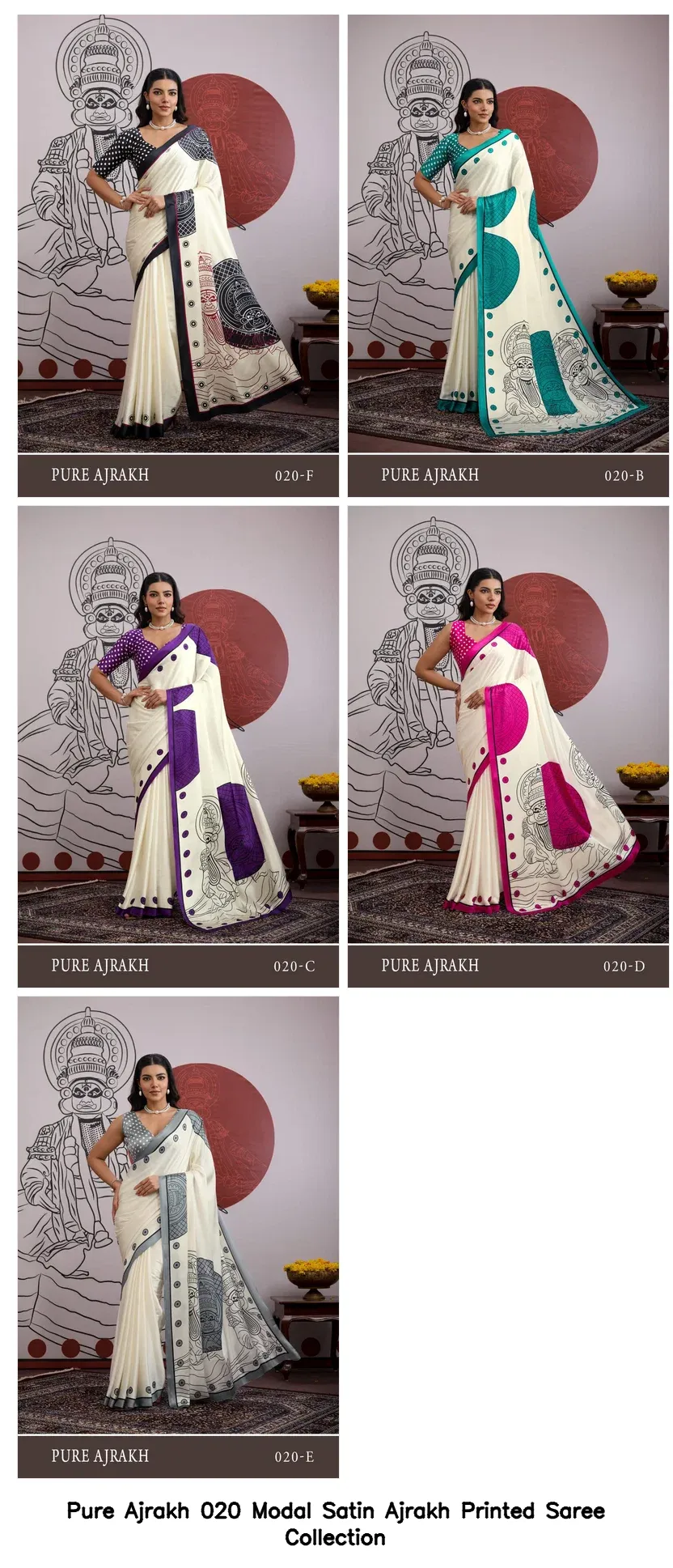 Pure Ajrakh 020 Modal Satin Ajrakh Printed Saree Collection - Image 11