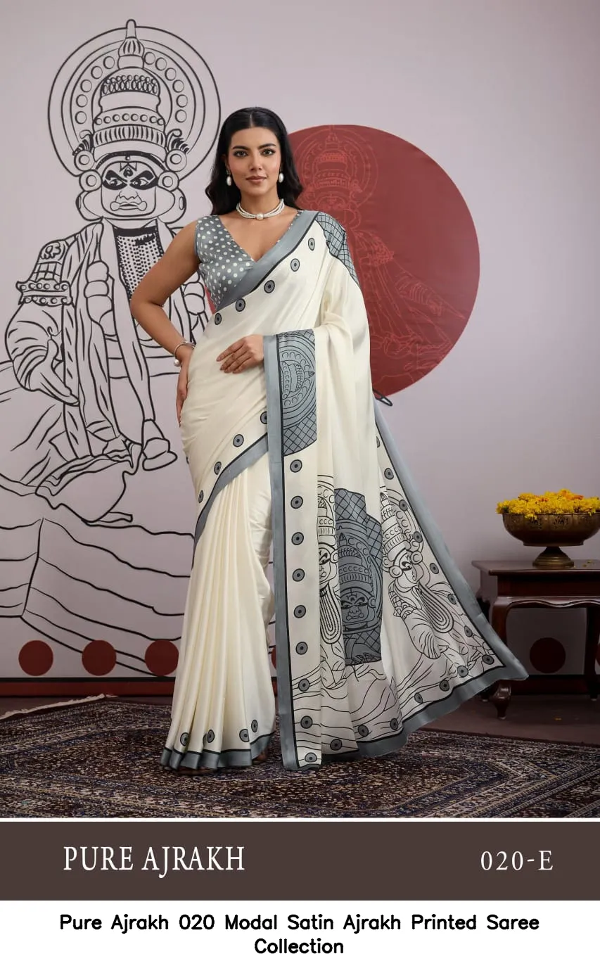 Pure Ajrakh 020 Modal Satin Ajrakh Printed Saree Collection - Image 3
