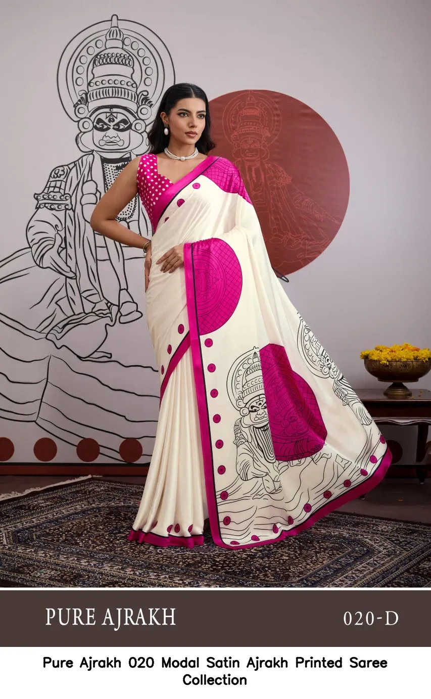 Pure Ajrakh 020 Modal Satin Ajrakh Printed Saree Collection - Image 4