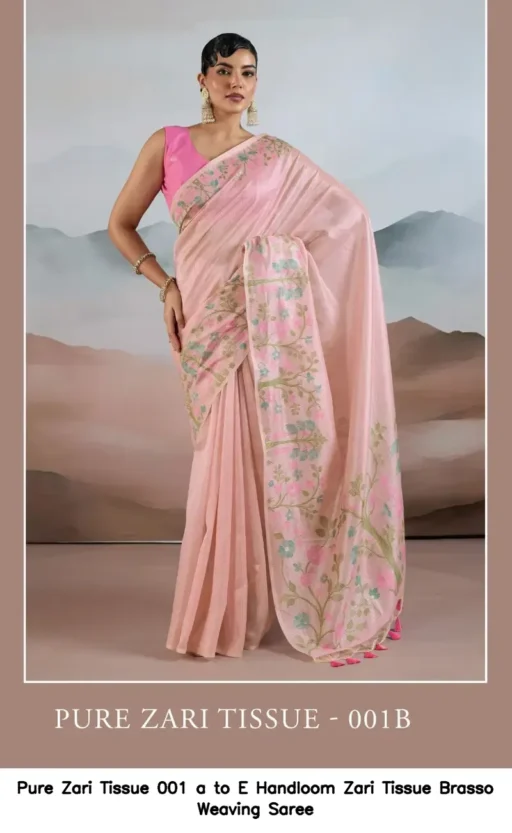 Pure Zari Tissue 001 a to E Handloom Zari Tissue Brasso Weaving Saree