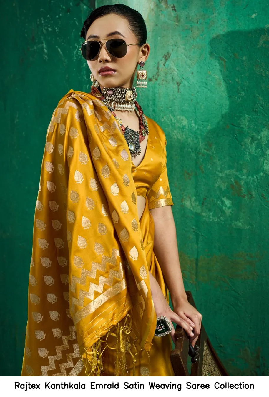 Rajtex Kanthkala Emrald Satin Weaving Saree Collection