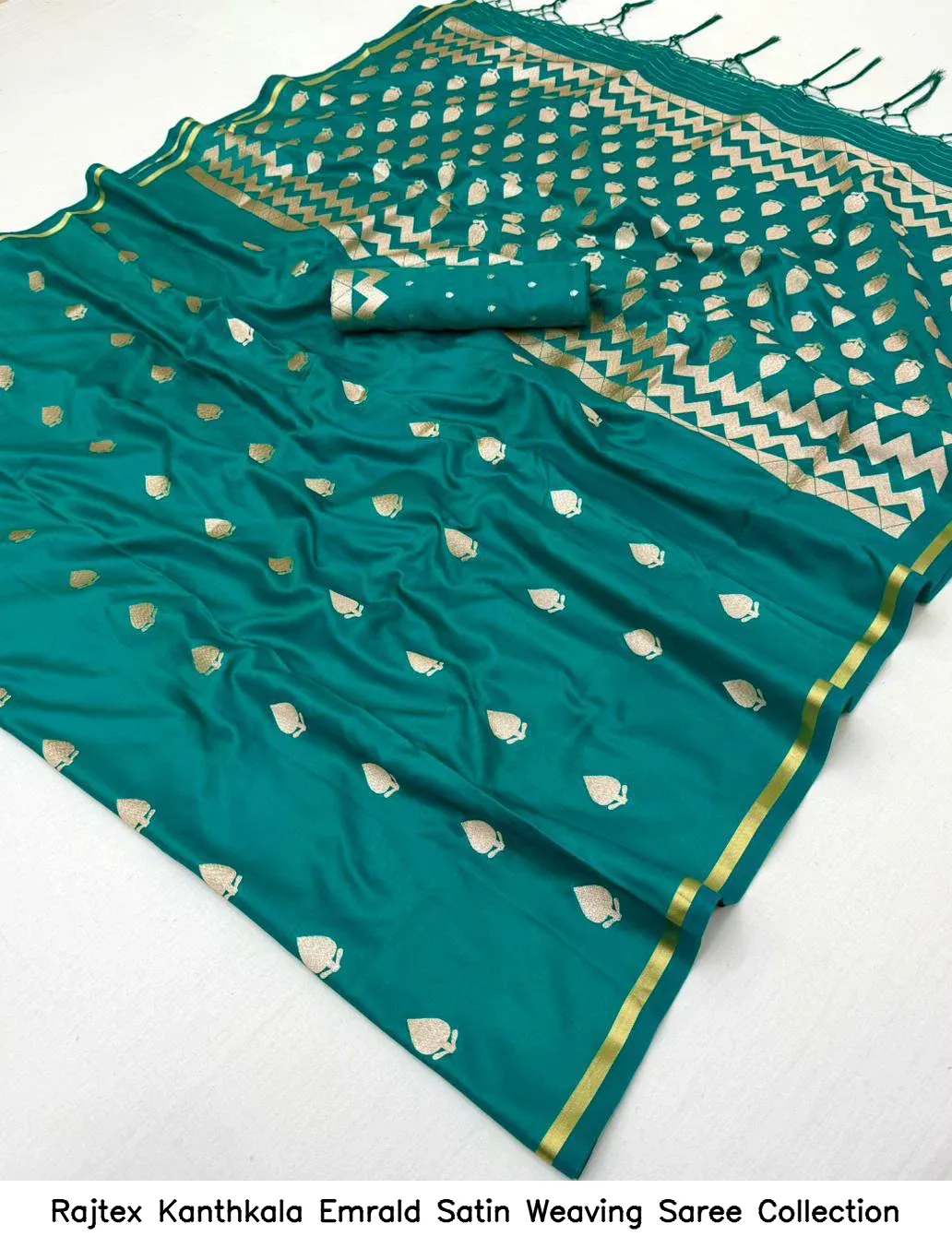 Rajtex Kanthkala Emrald Satin Weaving Saree Collection - Image 12