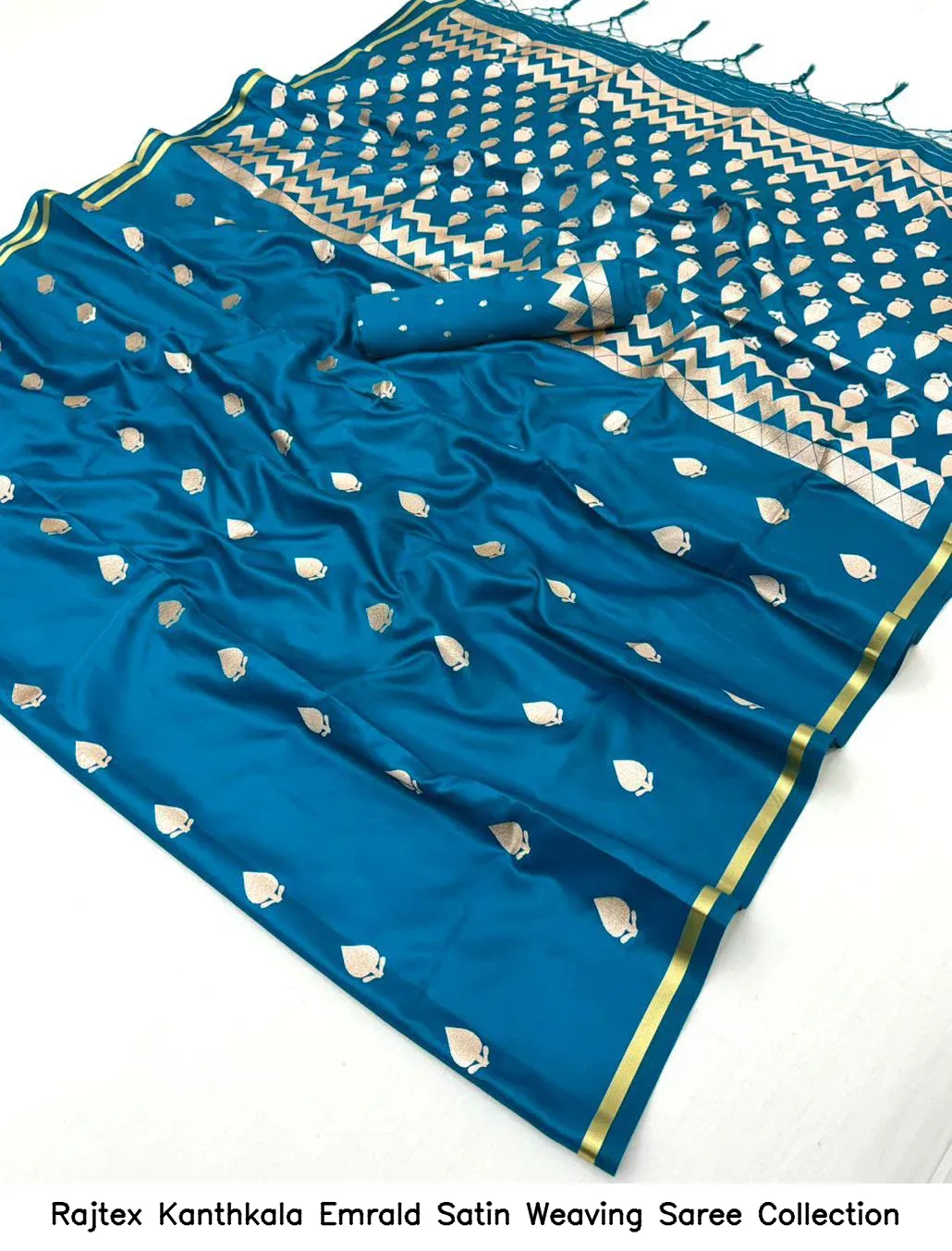 Rajtex Kanthkala Emrald Satin Weaving Saree Collection - Image 2