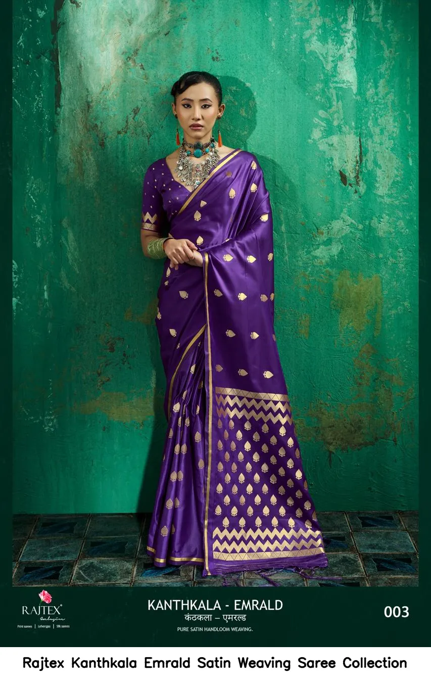 Rajtex Kanthkala Emrald Satin Weaving Saree Collection - Image 3