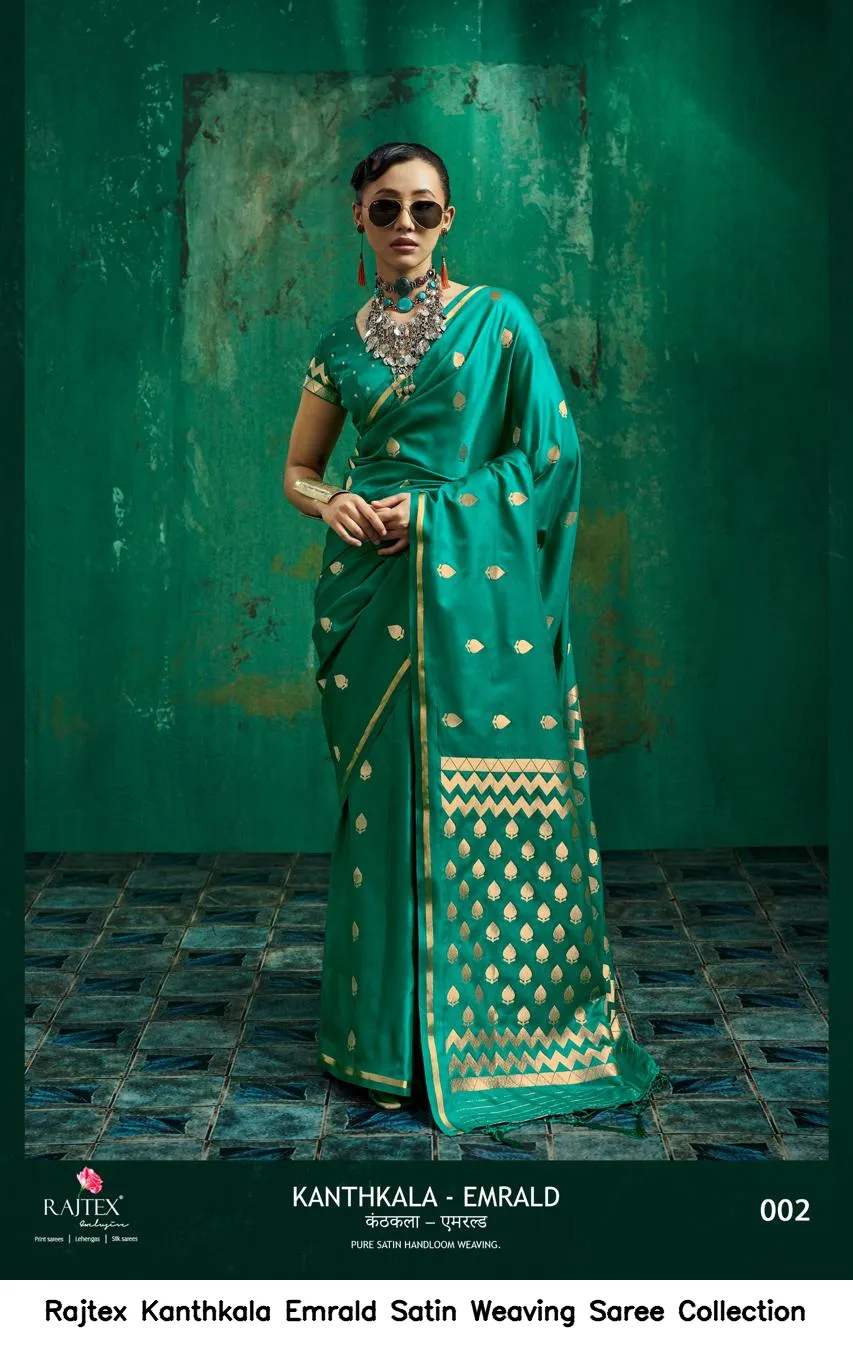 Rajtex Kanthkala Emrald Satin Weaving Saree Collection - Image 5
